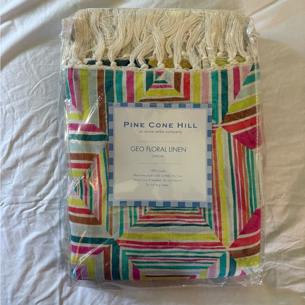 Pine Cone Hill Multicolor Geo Floral Linen Throw